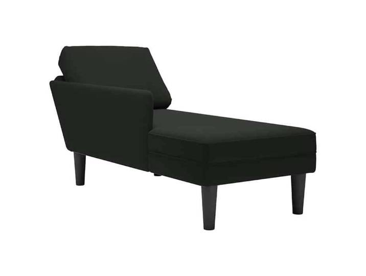 Fauteuil long avec coussin et accoudoir droit noir velours 4009812