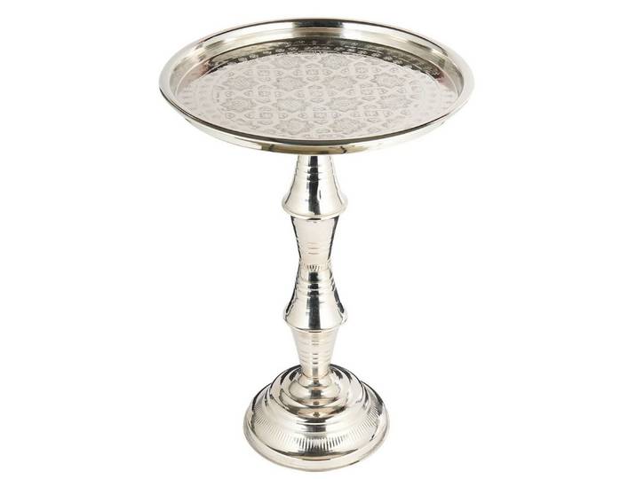 Marrakesch Orient & Mediterran Interior Beistelltisch Beistelltisch Fasla im Orient-Stil aus Messing gefertigt, Silber 50 cm (1-St), Handarbeit
