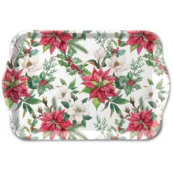 Ambiente Tablett Melamin 21x13cm mit Weihnachtsblumen Motiv - Serviertablett Frühstückstablett Tischdeko Weihnachten Winter Dekotablett festlich