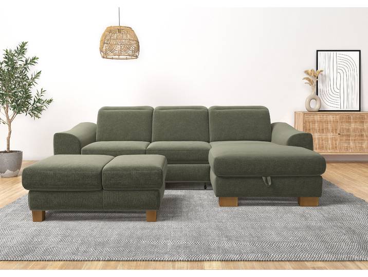 Ecksofa HOME AFFAIRE Dundee L-Form , grün, B:264cm H:86cm T:170cm, Sofas, Ecksofa, wahlweise mit Kopfteilverstellung und zusätzlich mit Schlaffunktion