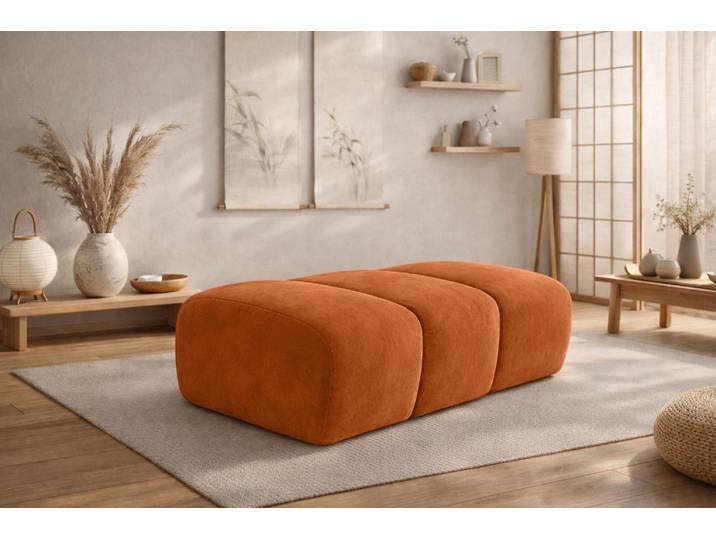 Kaiser Möbel Pouf modular, Veloursstoff Bluvel, Zimtfarbe, CROISSANT