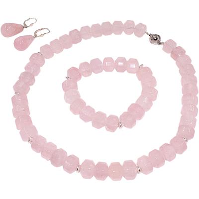 Schmuckset FIRETTI "Multipack Schmuck Geschenk Messing Ohrringe Armband Kette Edelsteine", bunt (silberfarben, rosa, rosa, silberfarben), Schmuck_Sets, Damen, Messing, Silber 925 (Sterlingsilber), Silikon, Schmuckset, Made in Germany - mit Hämatit,...