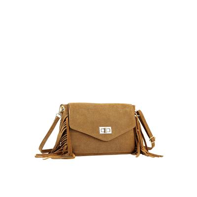 Umhängetasche "Wild West", Damen, Gr. B/H/T: 22cm x 15cm x 6cm onesize, braun, Leder, COLLEZIONE ALESSANDRO, Taschen Umhängetasche, aus echtem Wildleder