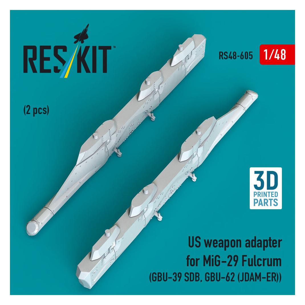 ResKit US weapon adapter for MiG-29 Fulcrum (2 pcs) (GBU-39 SDB, GBU-62 (JDAM-ER)) (3D Printed) (RS48-0605)