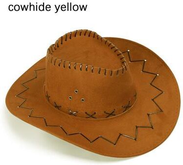 Fashion Sheath Unisex Western Suede Cowboy Hat Classic Faux Suede Cowgirl Party Cap cowhide Yellow