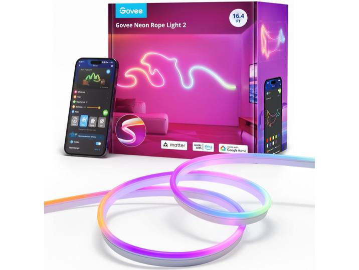 Govee slimme witte neon ledstrip 5m Matter RGBIC - flexibel