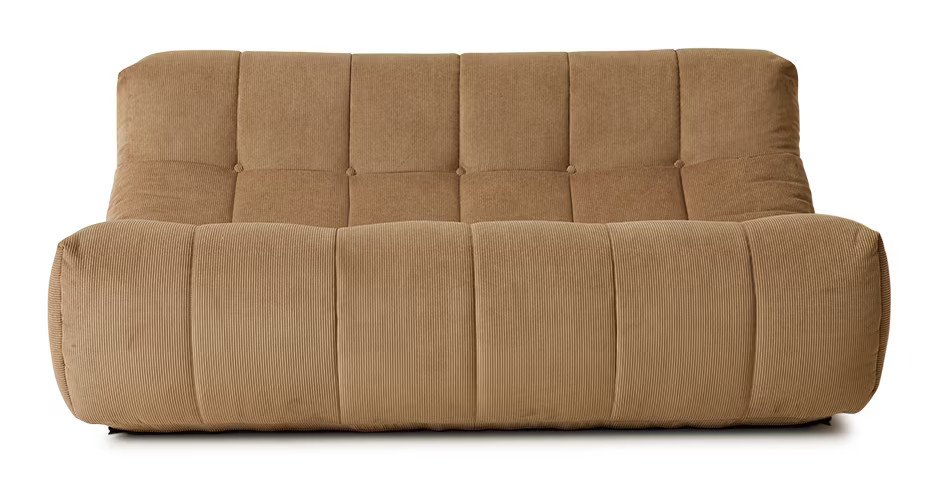 HKliving Bank Lazy Ribstof Bruin - Breedte: 158 cm