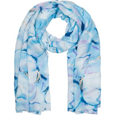 Schal STYLEBREAKER "Schal Marmor Muster Metallic Akzente", Damen, blau (hellblau), Obermaterial: 50% Viskose CV. 50% Baumwolle CO., Modisch, Modetücher Schal