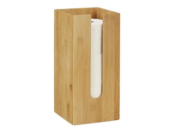 Relaxdays Toilettenpapierhalter stehend Bambus