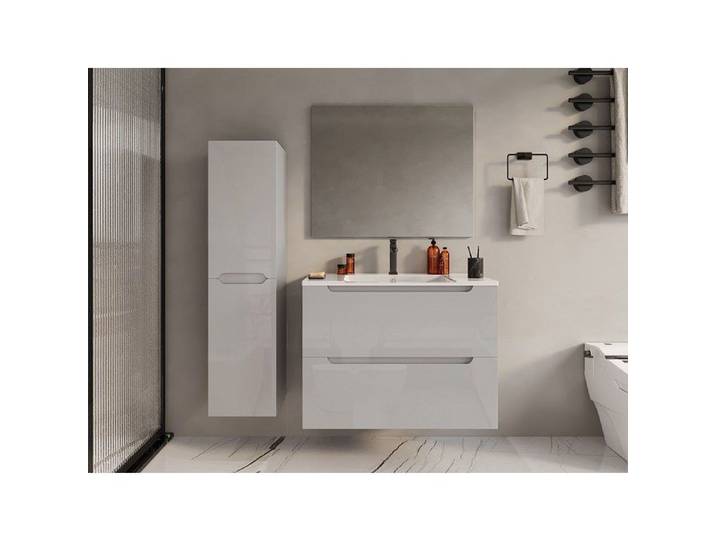 Colonne de salle de bain suspendue - Blanc - L30 x l30 x 120 cm - STEFANIE