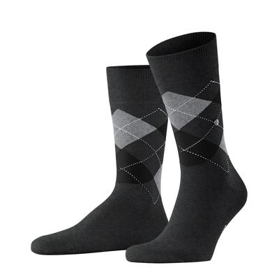 Socken BURLINGTON "King", Herren, Gr. 40, schwarz-weiß (new grau), Baumwollmischung, Socken Socken, Einheitsgröße 40-46, Argyle-Muster, Burlington-Clip