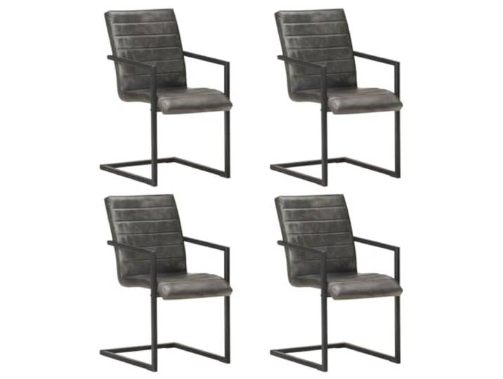 Makastle Freischwinger 4 STK. Grau Echtleder