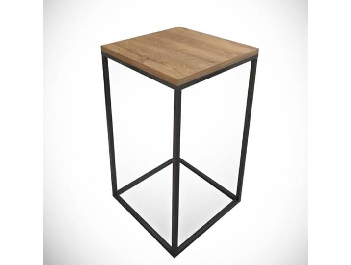 Hanah Home Moderner Beistelltisch, Kaukasische Eiche, 35 x 62 x 35 cm 100% melaminbeschichtete Spanplatte, 18 mm stark Stabile Metallbeine, Industriedesign