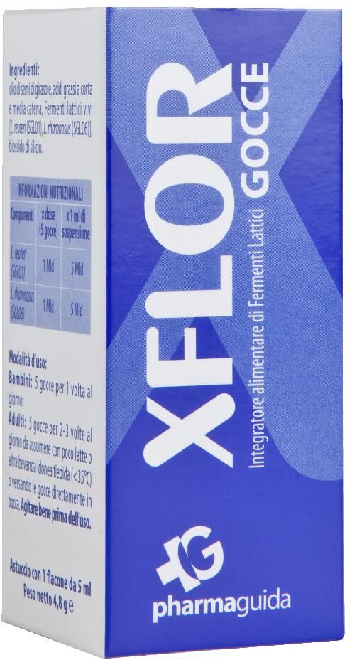 PHARMAGUIDA Srl Xflor Gocce 5ml - Integratore alimentare di fermenti lattici vivi, probiotici e zinco