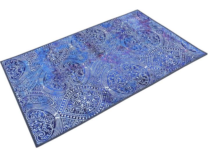 Badematte WECON HOME Louis , blau, H:6mm, Polyester, Badematten, Badematte, Vintage Orient Stil, Badezimmerteppich, waschbar