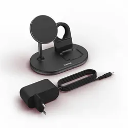 HAMA 3in1 Kabellose Ladestation "MagCharge Multi", kabelloses Laden für iPhone, AirPods, Watch
