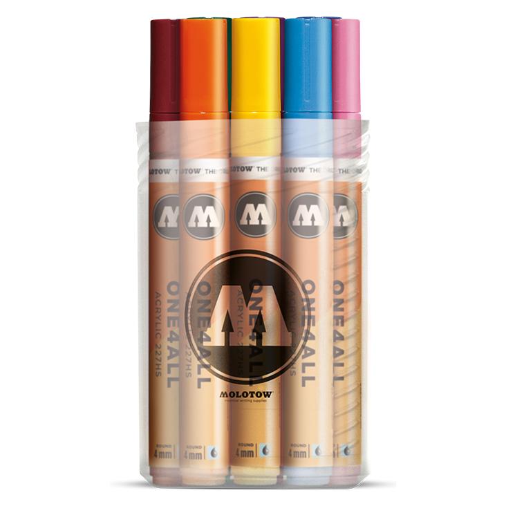 Molotow Permanentmarker One4All 227 HS nachfüllbar 4mm sortiert VE=12 Stück Stiftebox (12x) (MO200153)