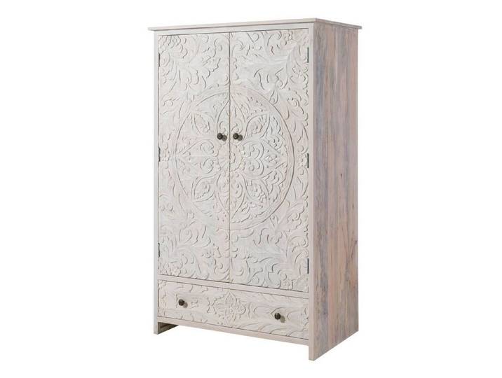 Massivmoebel24 Kleiderschrank KASHMIR Mango Massivholz weiß (Massivholz montiert 71 KASHMIR #106) Mango 108x64x180 cm (BxTxH) weiß geölt