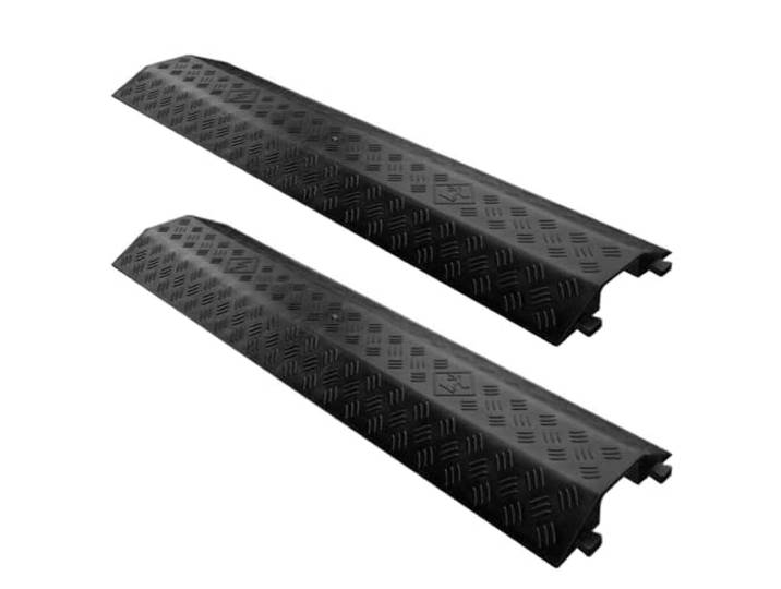 YLLSMGS Kabelbrücke 2er-Pack 1 Kanal Kabelkanal Boden Flach Modulare Bremsschwelle für Büro Lagerhaus Garten Beton(Black,100 * 25 * 4cm/39 * 9.8 * 1.6in)