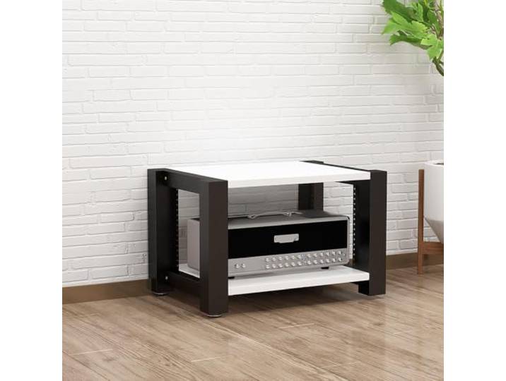 Verstellbares AV Rack 2/3/4/5 Ebenen, Verstärkerständer aus Stahl und Holz Verstellbare Fachböden, AV Geräte Rack, Verstärkerständer, Audio Rack, Stahl-Holz-Konstruktion, Mehrstufige Ablage