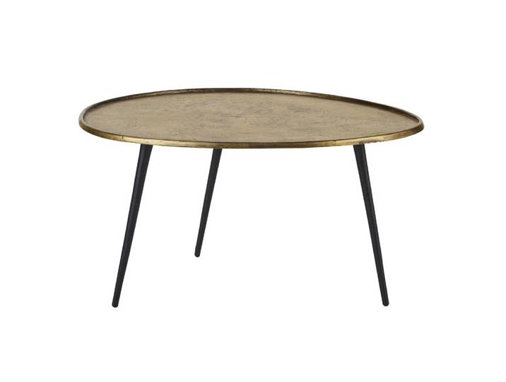 Ovaler Couchtisch aus Messing und schwarzem Aluminium, L74