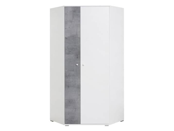 Lomadox Kleiderschrank Eckkleiderschrank in Beton weiß, 90x90cm