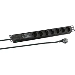 EFB EK622DE.3 19? 1HE Steckdosenleiste 7 x CEE 7/3 mit ÜSS, im Kunststoffprofil, schwarz EK622DE3