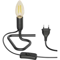 ledscom.de Tischlampe TRIN schwarz mit Stecker und Schalter inkl. E14 Lampe 458lm Vintage gold extra-warmweiß
