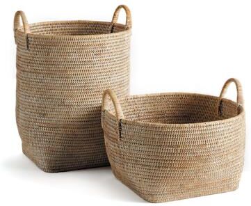 Porch and Petal Burma Rattan Orchard Baskets, Set Of 2