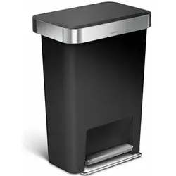 Simplehuman 45 l, Einzelfach, schwarzer Kunststoff, Abfalleimer, Schwarz