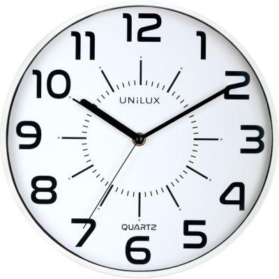 Unilux POP Wanduhr weiss, Durchmesser: 30,5 cm, Quarzuhrwerk, leise schleichende Zeiger, Batterie inklusive