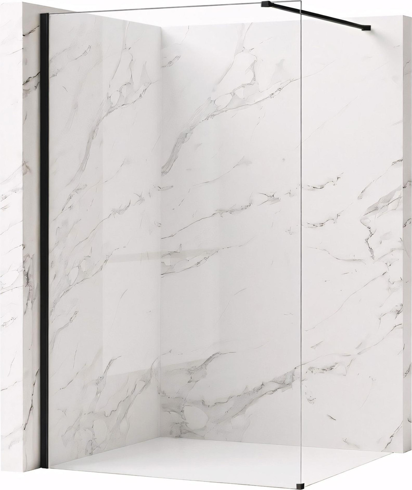 Rea Douchewand instapmodel flexibel transparant/zwart Breedte: 100 cm