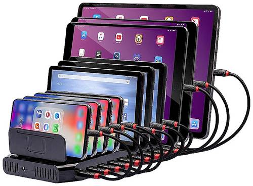 LINDY 96W 10 Port USB Charge Station Lade- und Managementsystem Station Smartphone, Tablet