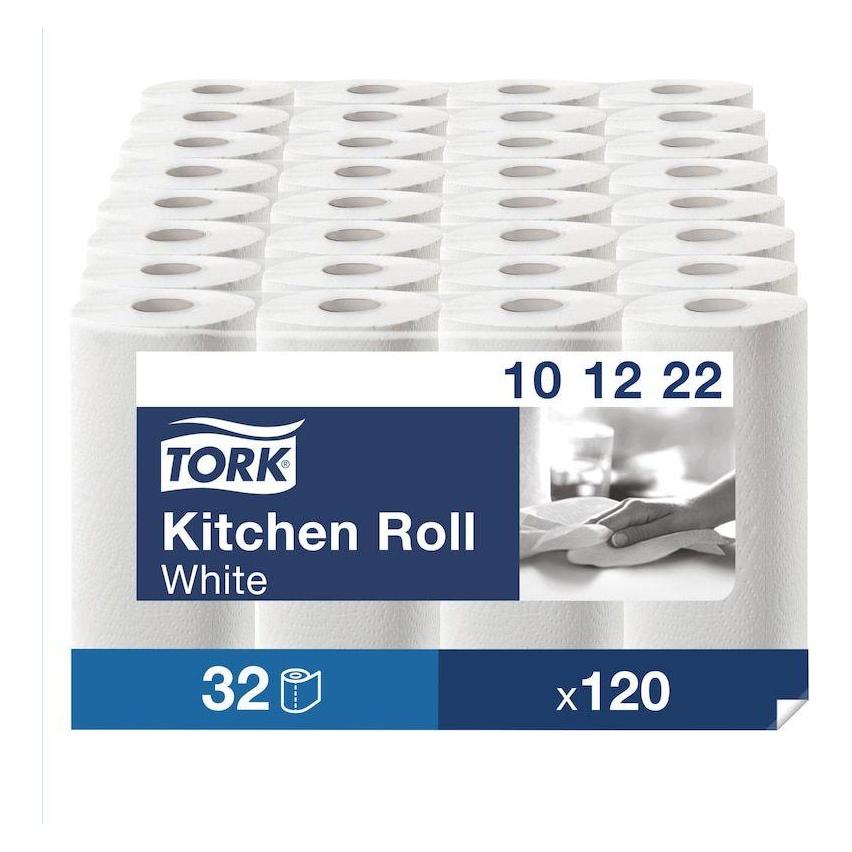 Tork Køkkenrulle Plus hvid 2-lags 16,6m hvid - (32 ruller pr. pakke) (101222)