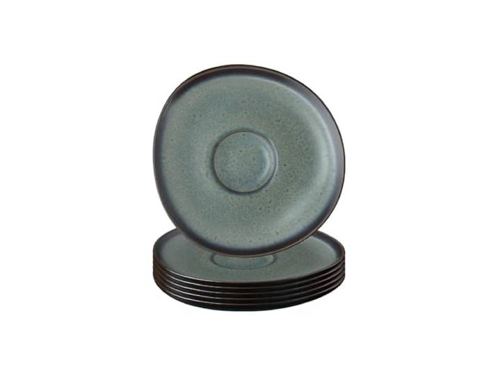 Villeroy & Boch like. by Lave Gris Kaffeeuntertassen 6er Set, 15 cm, Untertassen mit einzigartiger Glasur, Steingut, Grau