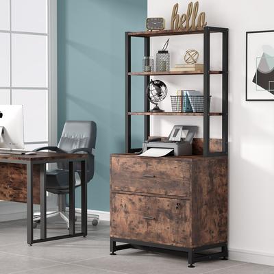 Tribesigns Bookshelf Bookcase with Open Storage Shelves 2 Drawer