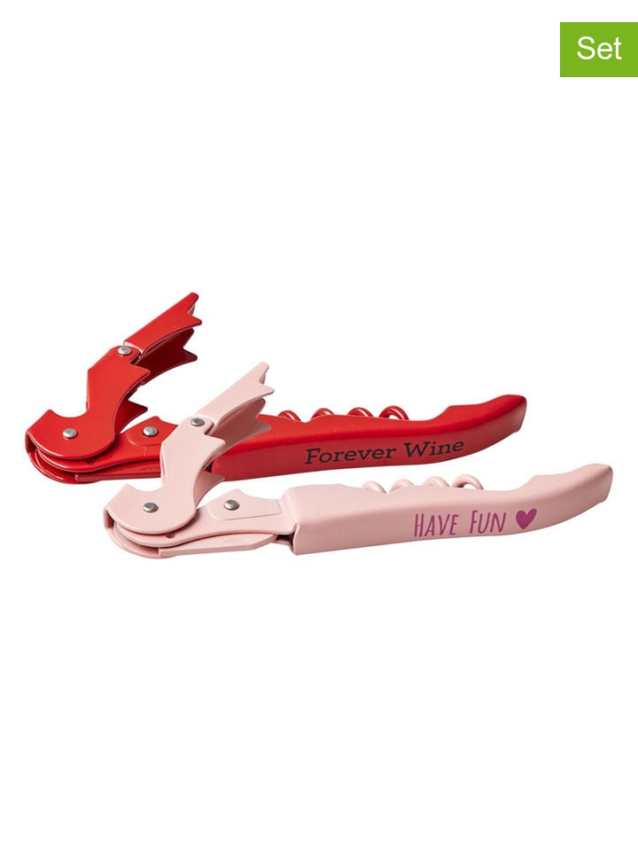 Rice 2er-Set: Korkenzieher in Rot/ Rosa - (H)15,5 cm - onesize
