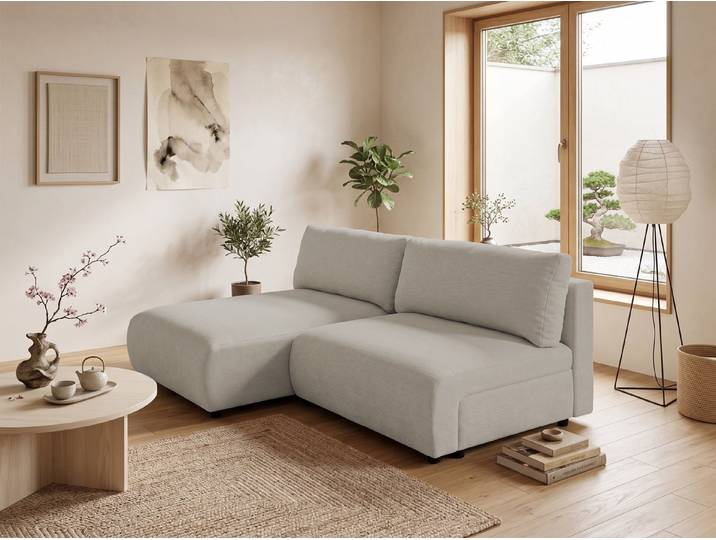 S-Style Möbel Ecksofa Sora mit Schlaffunktion, Bettkasten und extra tiefer Komfortzone, aus hochwertigem Strukturstoff, mit Wellenfederung
