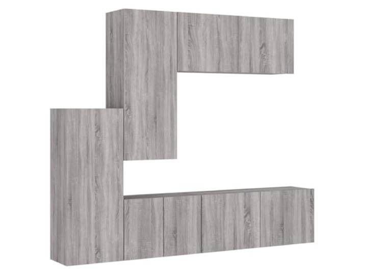 Roanoer 5-TLG. TV Wandschrank Set Wandboard Hängeschrank Grau Sonoma Flexibles 5-teiliges Wohnwand-Set aus Holzwerkstoff für Wohnzimmer und Arbeitszimmer mit viel Stauraum zur Wandmontage.