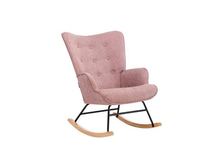 Fauteuil à bascule en tissu chiné rose ELMINA