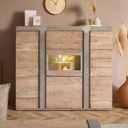 Highboard Akazie 160x45x142 beige lackiert Amsterdam #107