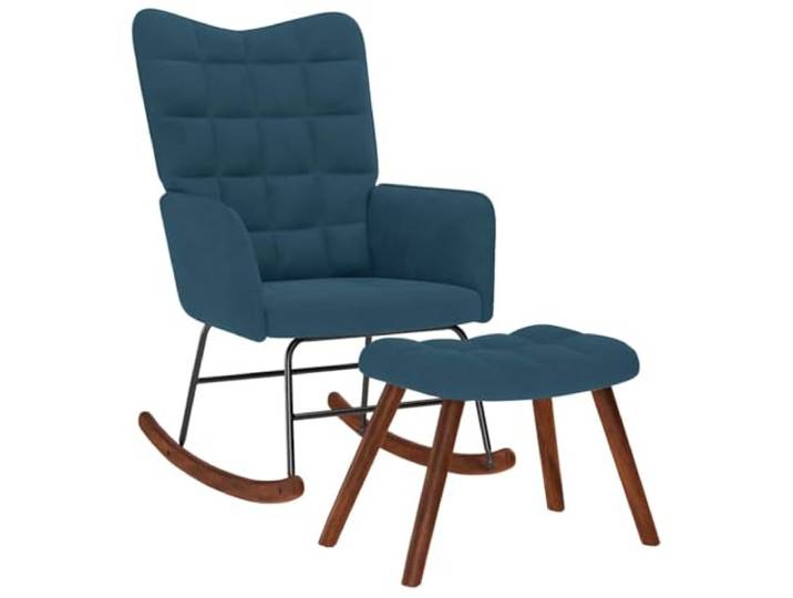 smnyxs Schaukelstuhl, Blau, Velours, mit Fußstütze, Lounge-Sessel Rahmen aus Sperrholz und Metall, stabile Holzfüße, weiche Polsterung, sichere lange Schienen, Verwendung im Wohnzimmer oder