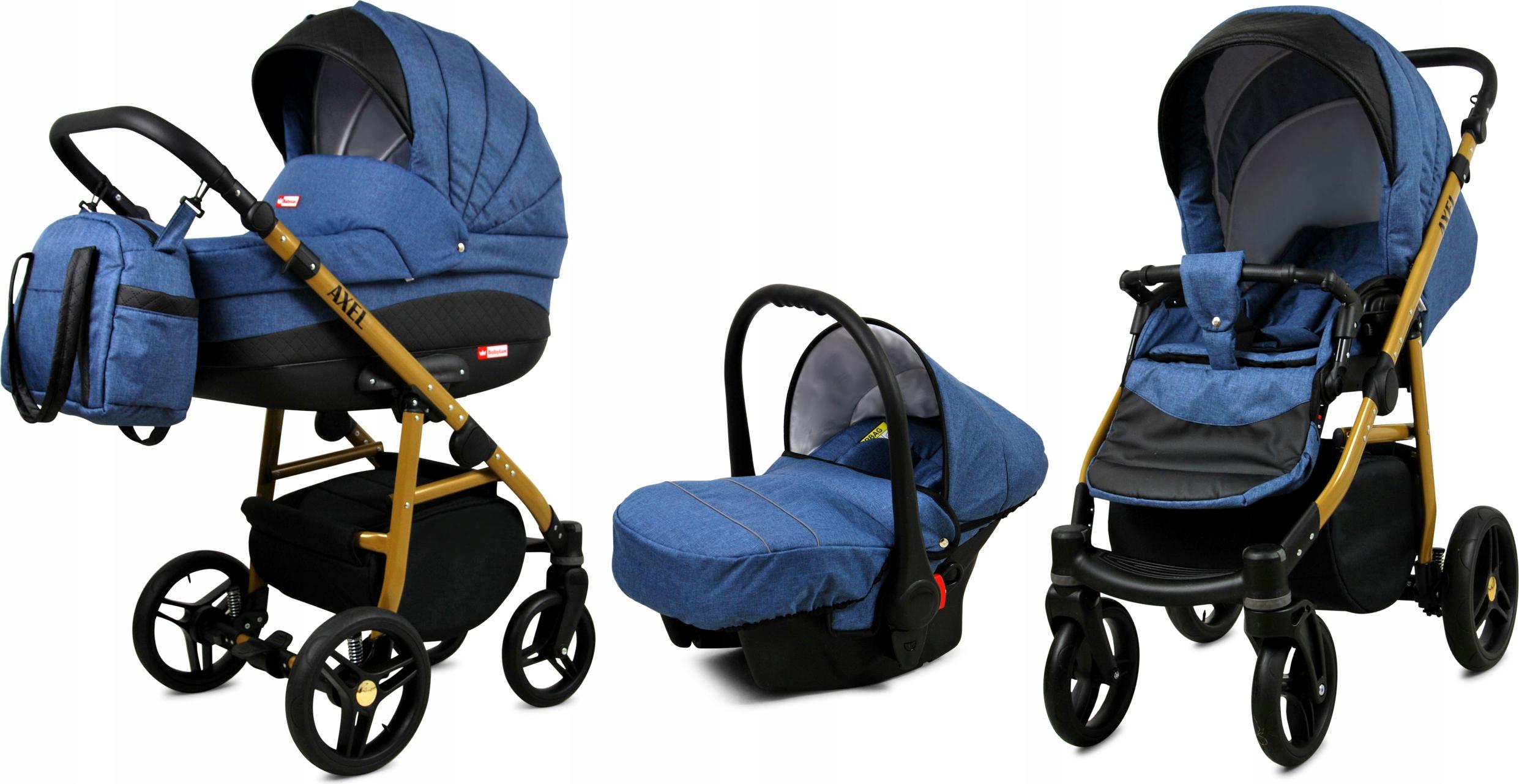 BabyLux Axel | 3in1 Kinderwagen Set | Jeans | Kombikinderwagen | Kinderwagenset | Buggy + Babyw