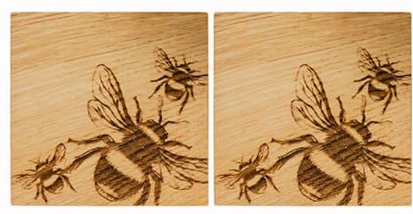 Selbrae House Just Slate Company Set of 2 Bee Oak Coasters