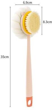 The Handy Homestead Long Handle Bath Brush & Back Scrubber Body Brush For Easy Exfoliating Shower Care pink