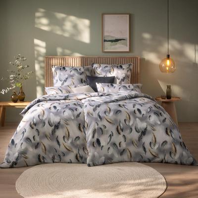 Bettwäsche ESTELLA "Bernadette", grau, B/L: 135cm x 200cm, 1 Stk., 2 Stk., Satin de Luxe, B/L: 80cm x 80cm & 40cm x 80cm, 3 Stk., Satin de Luxe, Obermaterial: 100% Baumwolle, Bettwäsche, Bettwäsche