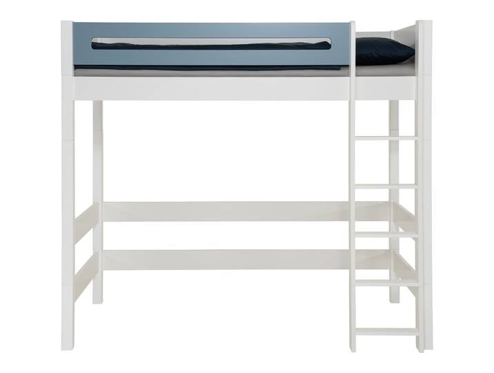 Hochbett Elina weiss, blau Buche massiv 90 x 200 cm - Hochbett