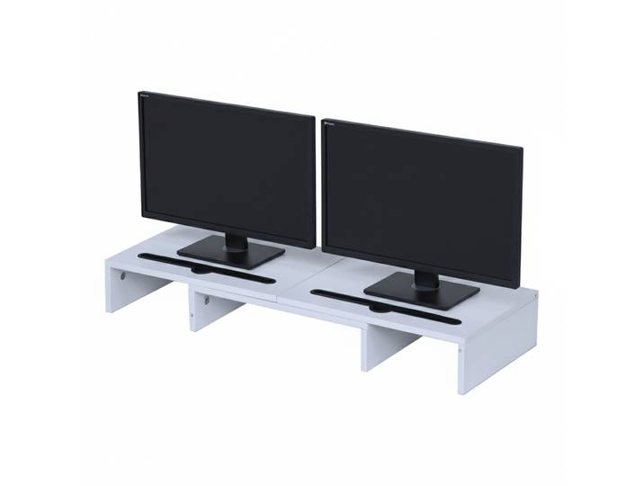 Monitorständer für 2 Monitore Weiss Weiss-Schwarz