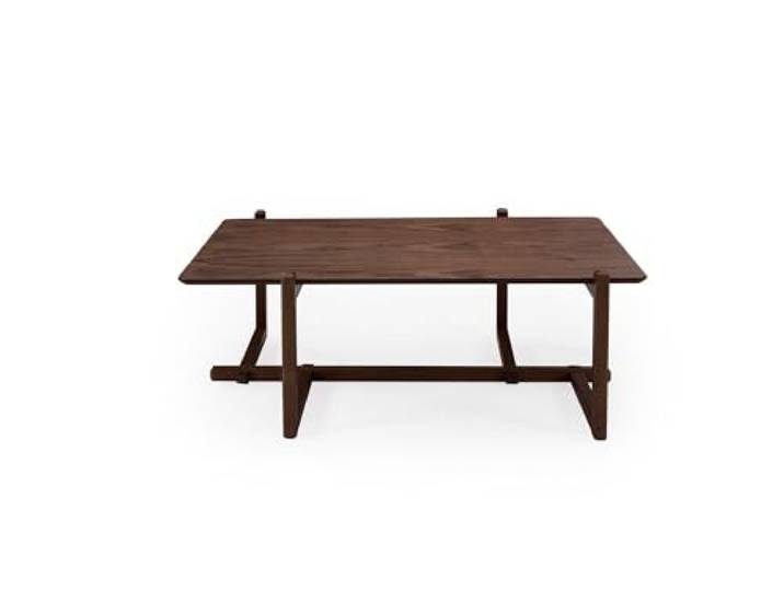 Hanah Home Moderner Couchtisch, Walnussfarben, 120 x 76 x 43 cm Korpus aus 100% Buchenholz, Tischplatte aus 18 mm starkem MDF Stilvolles und funktionales Design für das Wohnzimmer