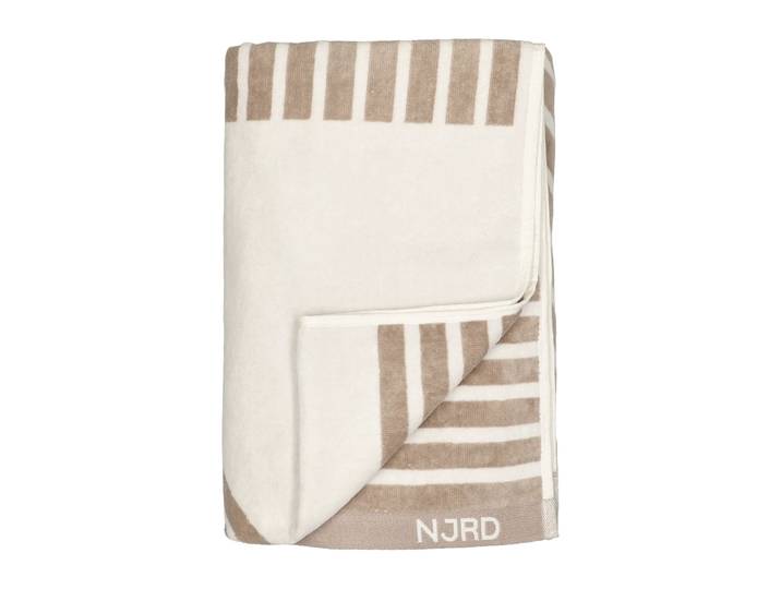 NJRD Serviette de bain rayée 100x150 cm Beige